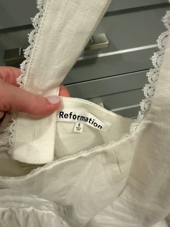 Reformation Tagliatelle White Midi Sundress with Square Neck - Picture 3 of 3